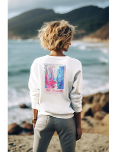 Trendyol Ecru Regular/Normal Fit Front and Back Printed Fleece Inner Knitted Sweatshirt