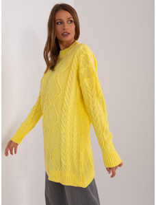 Fashionhunters Žlutý pletený svetr s kabely