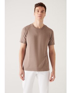 Avva Pánské norkové tričko s kulatým výstřihem bavlna standardního střihu s tenkým úpletem