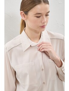 Béžová hedvábná elastická košile Peserico