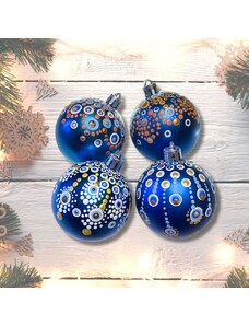 ANNA DOTS BOHO BAŇKY S MANDALAMI * vánoční ozdoby * barevno-modré