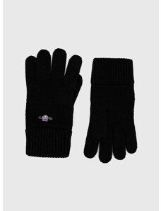 Vlněné rukavice Gant černá barva