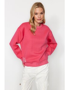 Trendyol Pink Motto Printed Regular/Regular Fit Crew Neck Knitted Sweatshirt