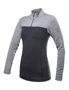 Sensor - dámské triko zip merino bold šedá/antracitová