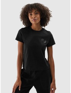 4F Dámské tričko z organické bavlny s potiskem - černé