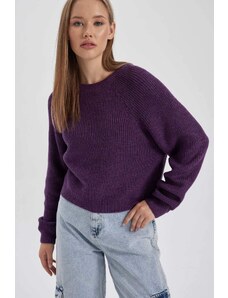 DEFACTO Regular Fit Pletený svetr s kulatým výstřihem