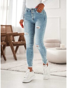 FASARDI Dámské džínové džíny s knoflíkovými oděrkami