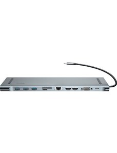 Baseus Enjoyment Series dokovací stanice HD HUB typu C（PD/HD4K*2/VGA/RJ45/SD/TF/USB*3/Audio*1/Stand)Tmavě šedý