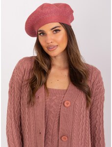 Fashionhunters Zaprášený růžový dámský baret s aplikacemi