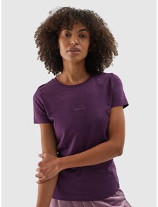 4F Dámské tričko regular s přídavkem recyklovaných materiálů - fialové