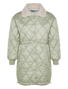 Trendyol Curve Mint Quilted Collar Plush Coat