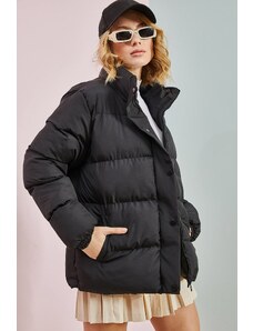 Bianco Lucci Women's Front Pop Collar Puffer Coat