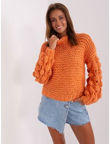 Fashionhunters Oranžový oversize svetr s hustým úpletem