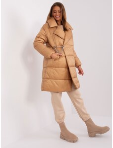 Fashionhunters Camel zimní prošívaná bunda s kapsami