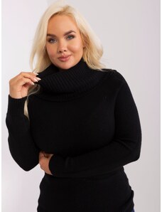 Fashionhunters Černý dámský svetr plus size s viskózou