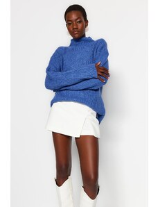 Trendyol modrý měkký texturovaný pletený svetr