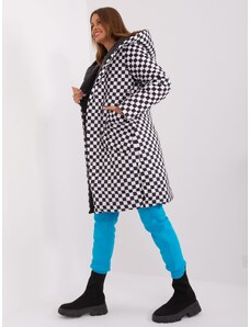 Fashionhunters Černobílá oboustranná péřová bunda se zapínáním na patentky