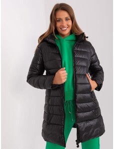 Fashionhunters Černá prošívaná zimní bunda s kapsami