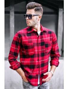 Madmext Men's Red Plaid Shirt 5518