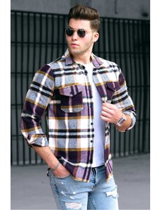 Madmext Checkered Purple Shirt 4921