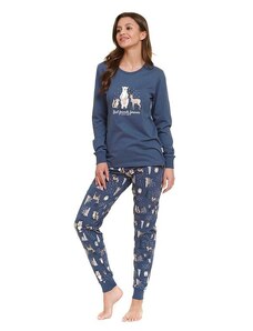 DN Nightwear Dámské pyžamo Best Friends s lesními zvířátky modré