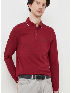 Tričko s dlouhým rukávem Tommy Hilfiger vínová barva, s potiskem