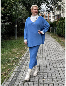 Pletená sukně Flora - džínově modrá