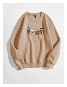 Know Women's Mink Oversize Coffee Printed Sweatshirt