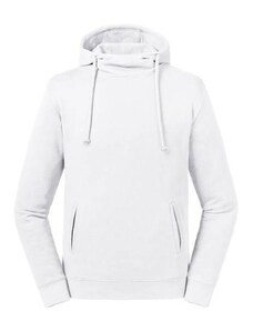 Biała bluza unisex Pure Organic High Collar Hooded Sweat Russell