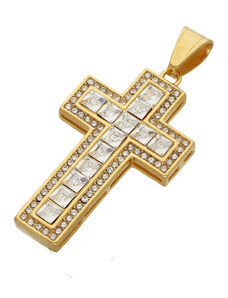 Ewena Ocelový kříž s řetízkem Gold