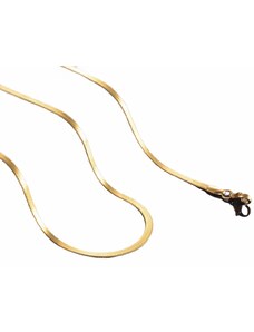 Ewena Plochý řetízek a náramek z chirurgické oceli + Délka 50 cm, šířka 0,4 cm Gold