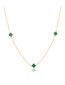 JVD Dámský pozlacený stříbrný náhrdelník se zeleným smaltem SVLB0724S75GZ45