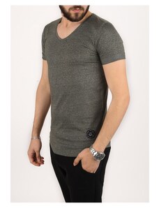 Madmext V-neck Khaki T-Shirt 2301