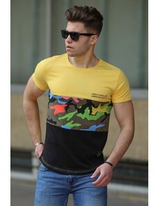 Madmext Camouflage Patterned Yellow T-Shirt 3003