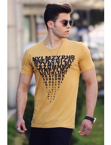 Madmext Men's Printed Yellow T-Shirt 4471
