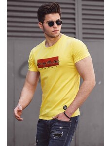 Madmext Men's Printed Yellow T-Shirt 4589