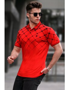 Madmext Red Buttoned Polo-Collar Men's T-Shirt 5867