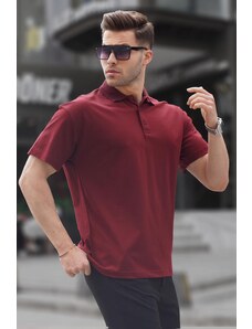 Madmext Burgundy Polo Neck Men's Basic T-Shirt 6126