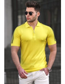 Madmext Yellow Polo Collar Knitwear T-Shirt 5084