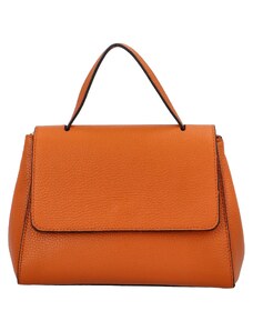 Dámská kožená kabelka do ruky oranžová - Delami Vera Pelle Fatismy oranžová