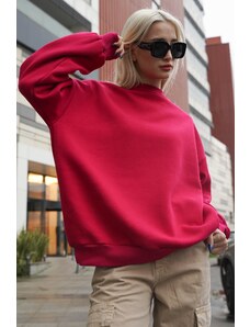 Madmext Fuchsia Crew Neck Basic Sweatshirt