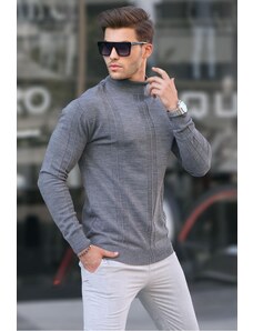 Madmext Anthracite Turtleneck Patterned Sweater 6825