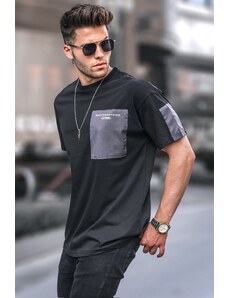 Madmext Black Basic Men's T-Shirt with Pocket Detail.