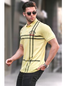Madmext Yellow Patterned Polo Collar Men's T-Shirt 5872