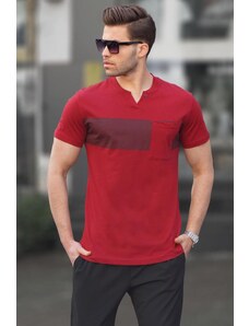 Madmext Claret Red with Pocket Detailed Regular Fit Men's T-Shirt 6094