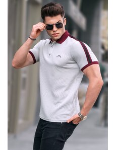 Madmext Gray Dyed Stripe Polo Neck T-Shirt 5888