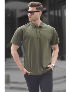 Madmext Khaki Green Polo Collar Basic Men's T-Shirt 6126