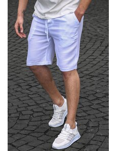 Madmext White Basic Linen Men's Shorts 6506