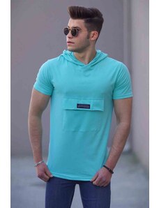 Madmext Turquoise Men's Hooded T-Shirt 4611