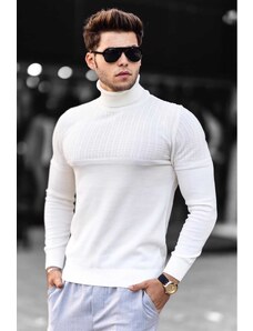 Madmext White Turtleneck Sweater 4677
